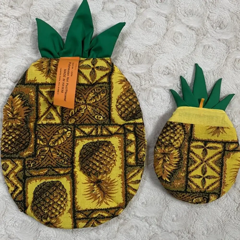 Vintage Polynesian Pineapple Hot Pad and Placemat Made In Hawaii